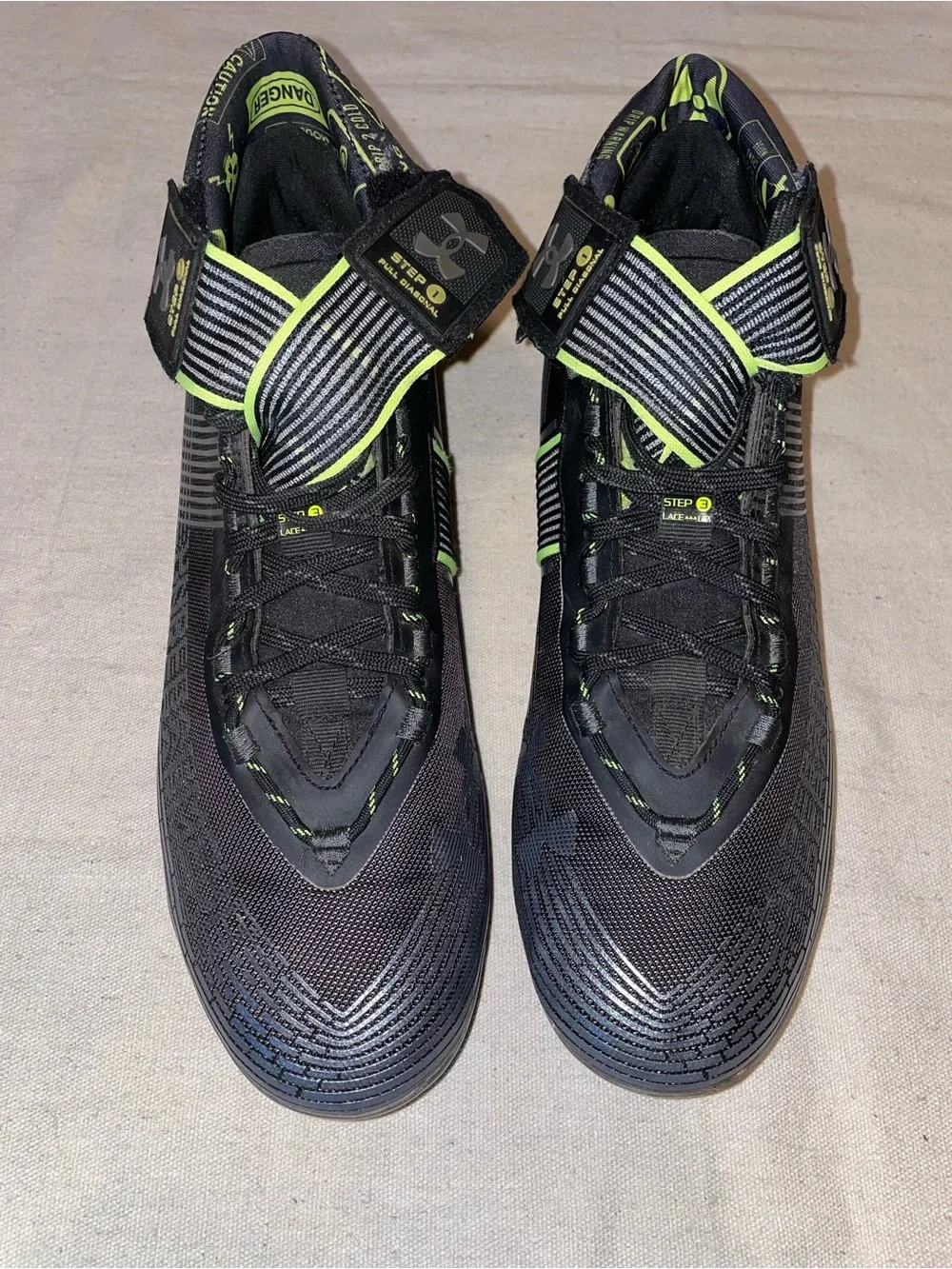 Men's Black, Silver and Neon Green Football Cleats